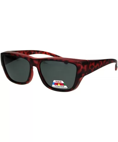 Anti-reflective Polarized Lens Fit Over Rectangular Plastic Sunglasses - Burgundy Tortoise - CE18LMWHXYK $17.56 Square