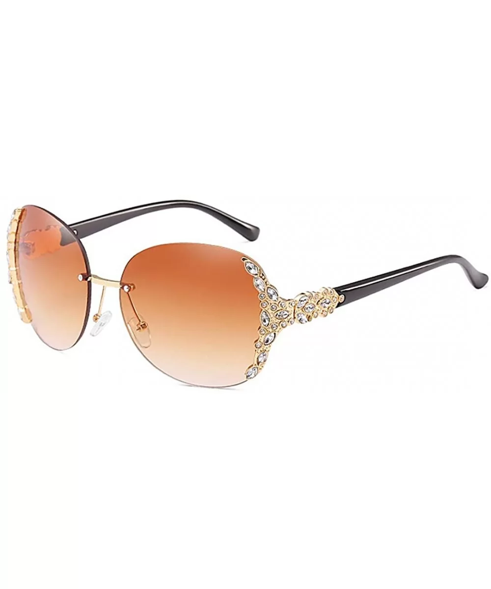 Women Fashion Round Pearl Frame Sunglasses UV Protection Sunglasses - Gold Frame/Tea - CD199UKQKNN $22.43 Round