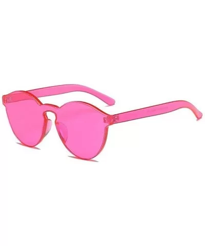 Rimless Sunglasses Oversized Colored Transparent Round Eyewear Retro Eyeglasses for Women Men - Rose - C518Y40OSXG $10.79 Round