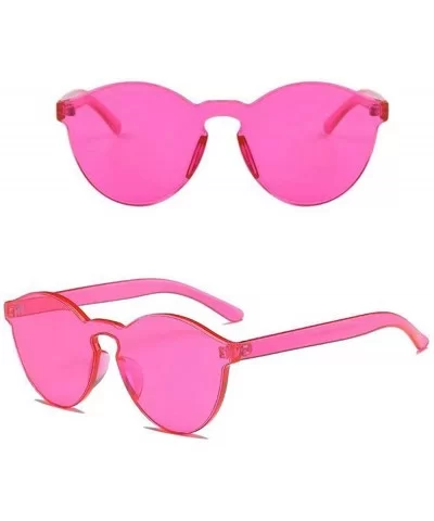 Rimless Sunglasses Oversized Colored Transparent Round Eyewear Retro Eyeglasses for Women Men - Rose - C518Y40OSXG $10.79 Round