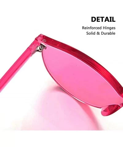 Rimless Sunglasses Oversized Colored Transparent Round Eyewear Retro Eyeglasses for Women Men - Rose - C518Y40OSXG $10.79 Round