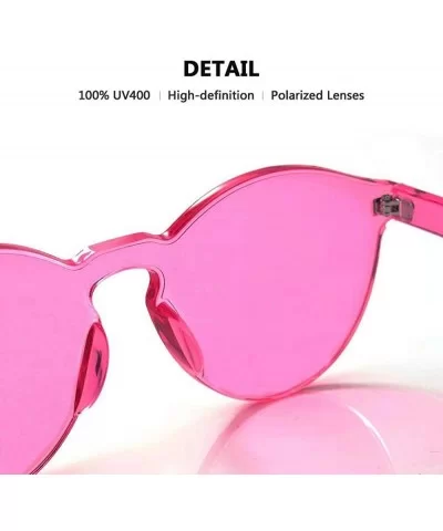 Rimless Sunglasses Oversized Colored Transparent Round Eyewear Retro Eyeglasses for Women Men - Rose - C518Y40OSXG $10.79 Round