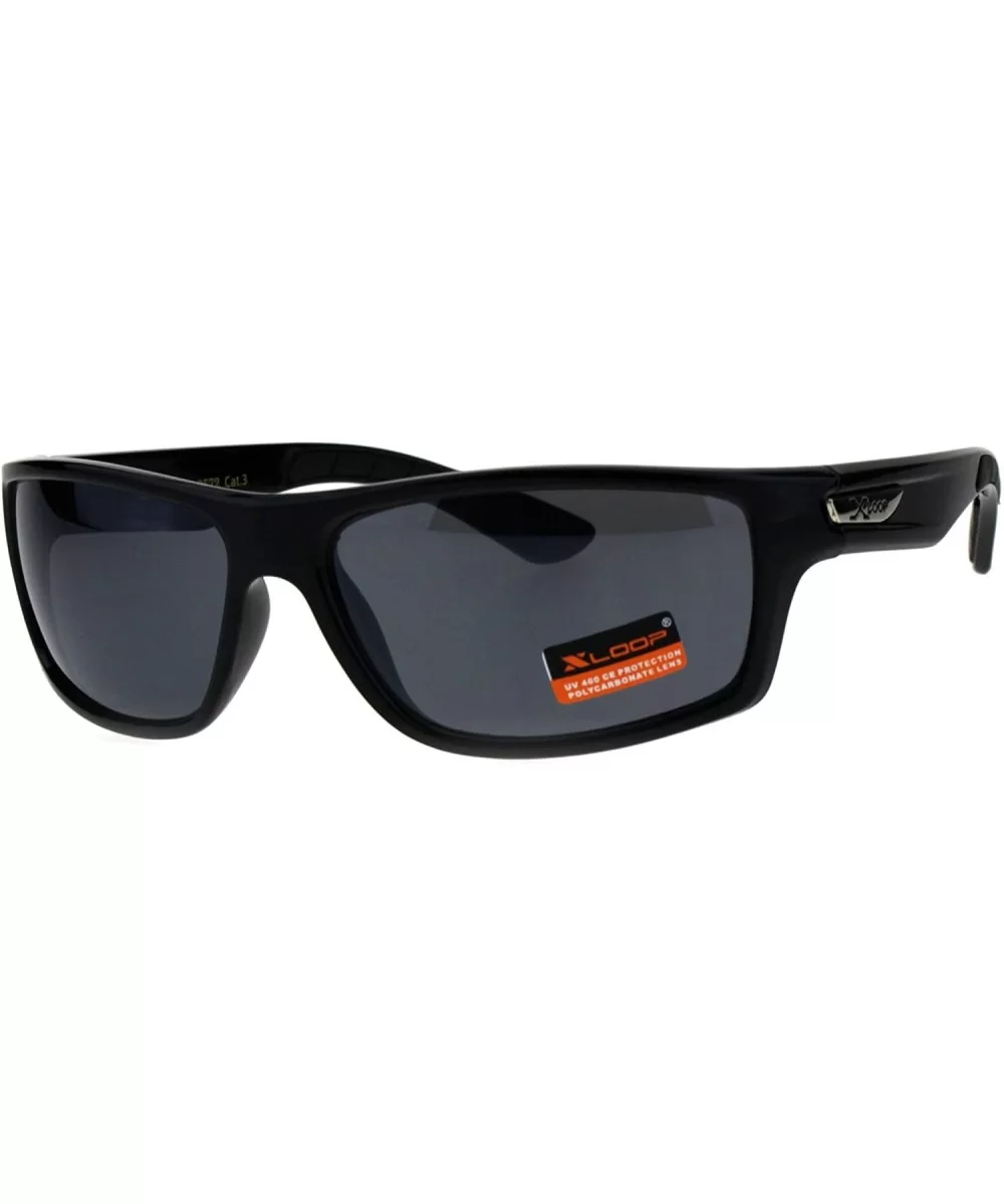 Classic Xloop Mens Mirror Lens 90s Rectangular Plastic Sunglasses - All Black - CZ18E9E7QMU $11.89 Sport