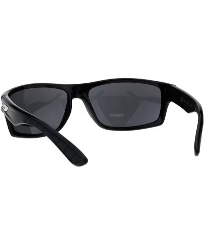 Classic Xloop Mens Mirror Lens 90s Rectangular Plastic Sunglasses - All Black - CZ18E9E7QMU $11.89 Sport