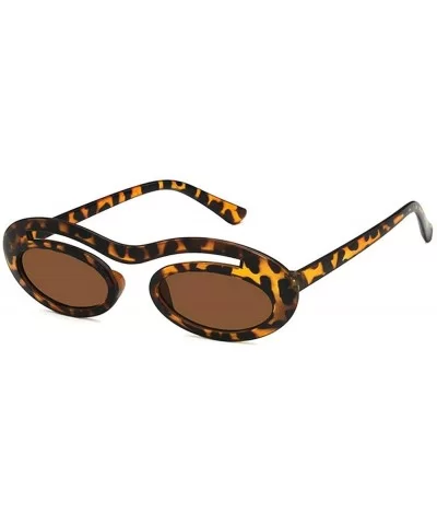 Chic Small Round Ultra Light Frame Oval Candy Color Unisex Party Sunglasses UV400 - Leopard - CY18LMX4ILO $15.75 Oval
