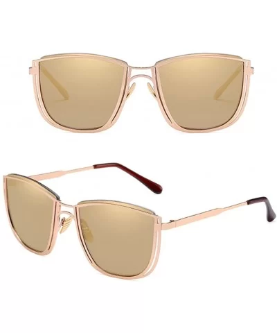 Square Retro Outdoor Travel Unisex Sunglasses with Exquisite Metal Frame - Gold - C818CGOTYM5 $23.32 Square