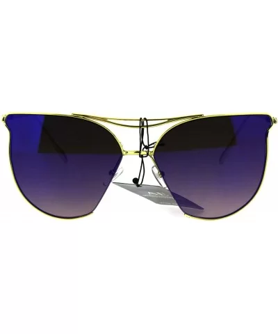 Womens Trendy Fashion Cropped Expose Lens Metal Rim Cat Eye Sunglasses - Purple - CR183MSS8WQ $20.77 Cat Eye