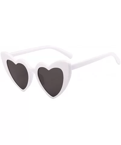 Heart Sunglasses Women Cat Eye Sun Glasses Retro Love Heart Shaped Glasses - Doublegray - CK18WWMKSLC $39.52 Cat Eye