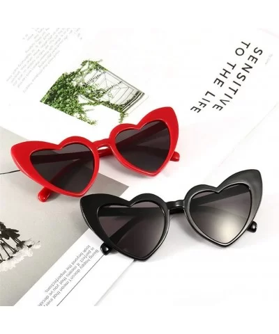 Heart Sunglasses Women Cat Eye Sun Glasses Retro Love Heart Shaped Glasses - Doublegray - CK18WWMKSLC $39.52 Cat Eye