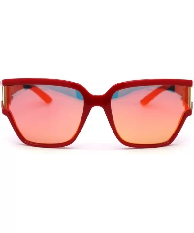 Unique Side Visor Lens Shield Plastic Futuristic Sunglasses - Red Red Mirror - CI1958CWNL9 $19.02 Rectangular