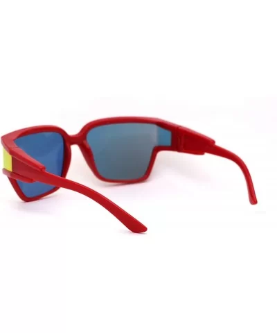 Unique Side Visor Lens Shield Plastic Futuristic Sunglasses - Red Red Mirror - CI1958CWNL9 $19.02 Rectangular