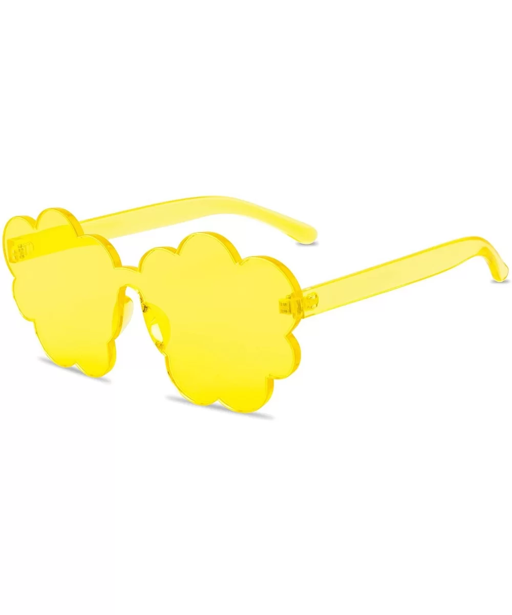 One Piece Rimless Sunglasses Transparent Candy Color Tinted Cloud shape Eyewear - Yellow - CE18L7ODD66 $12.59 Oversized