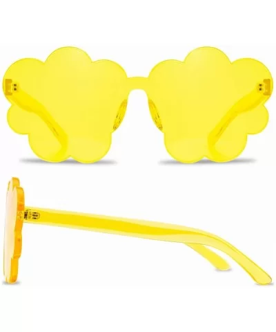 One Piece Rimless Sunglasses Transparent Candy Color Tinted Cloud shape Eyewear - Yellow - CE18L7ODD66 $12.59 Oversized