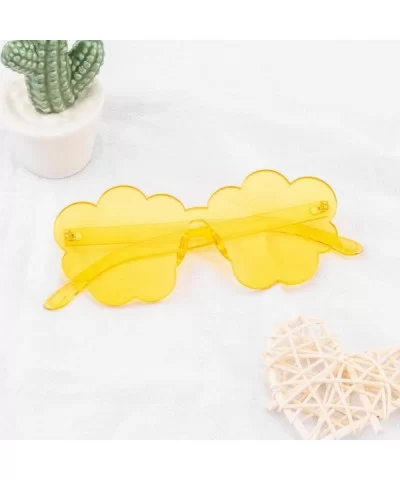 One Piece Rimless Sunglasses Transparent Candy Color Tinted Cloud shape Eyewear - Yellow - CE18L7ODD66 $12.59 Oversized