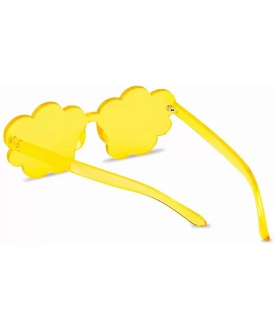 One Piece Rimless Sunglasses Transparent Candy Color Tinted Cloud shape Eyewear - Yellow - CE18L7ODD66 $12.59 Oversized