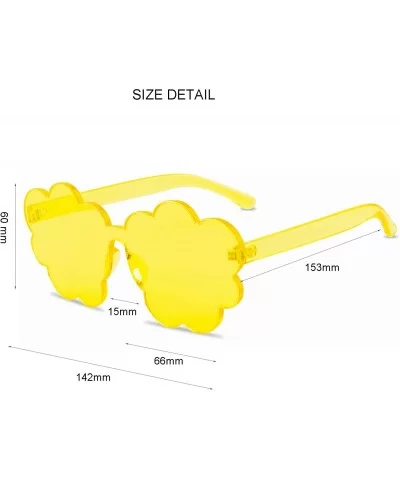 One Piece Rimless Sunglasses Transparent Candy Color Tinted Cloud shape Eyewear - Yellow - CE18L7ODD66 $12.59 Oversized