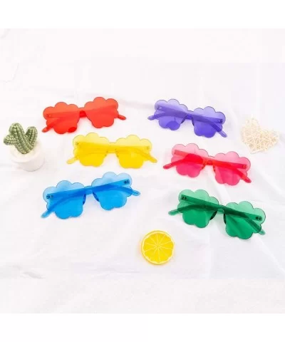 One Piece Rimless Sunglasses Transparent Candy Color Tinted Cloud shape Eyewear - Yellow - CE18L7ODD66 $12.59 Oversized