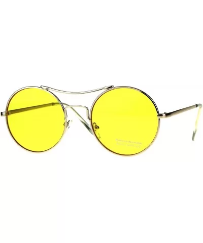 Vintage Fashion Womens Sunglasses Round Circle Metal Frame Color Lens - Gold (Yellow) - CL180OI9SUX $13.18 Round