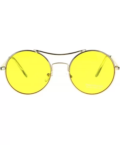 Vintage Fashion Womens Sunglasses Round Circle Metal Frame Color Lens - Gold (Yellow) - CL180OI9SUX $13.18 Round