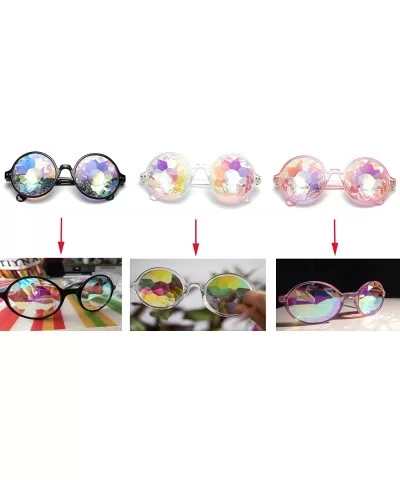 Kaleidoscope Glasses- Rainbow Prism Sunglasses Crystal Lens Goggles - Black+white - C718SL5GQ8K $33.52 Goggle