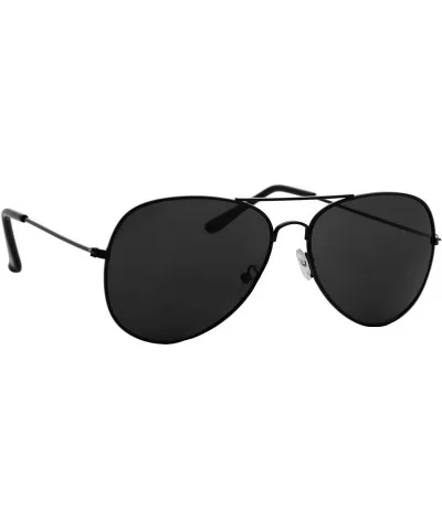 Metal Unisex Sunglasses Double Bridge Frame Aviator Black Lens - Black Metal Frame/ Black Lens - CB18GDT35C9 $13.78 Sport