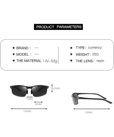 Square half frame sunglasses fashion aluminum magnesium polarizer men driving sunglasses - Light Black Grey C2 - C01905E65XT ...