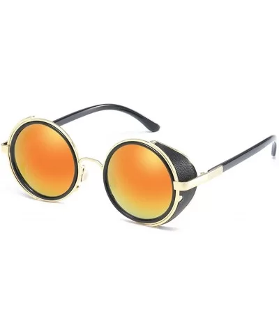Men&Women Steampunk Style Round Vintage Sunglasses Retro Eyewear UV400 Protection Windproof Beach Sunglasses - CD18T9D7CMM $2...