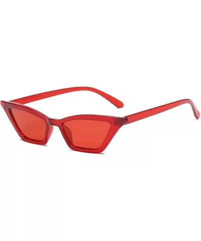 Small Cat Eye Sunglasses Vintage Square Shade Women Eyewear B2291 - Red/Red - CW180LAHEHL $16.02 Rimless