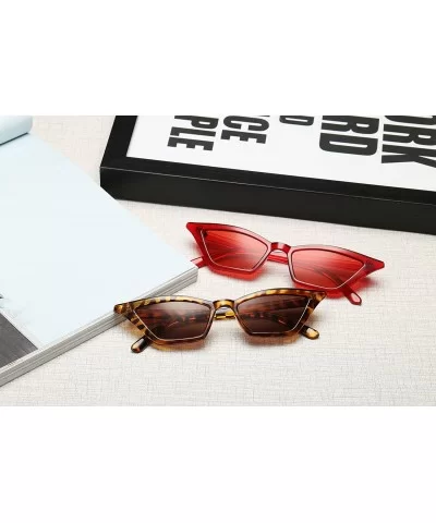 Small Cat Eye Sunglasses Vintage Square Shade Women Eyewear B2291 - Red/Red - CW180LAHEHL $16.02 Rimless