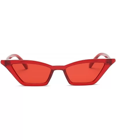 Small Cat Eye Sunglasses Vintage Square Shade Women Eyewear B2291 - Red/Red - CW180LAHEHL $16.02 Rimless