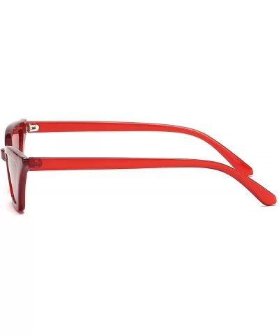 Small Cat Eye Sunglasses Vintage Square Shade Women Eyewear B2291 - Red/Red - CW180LAHEHL $16.02 Rimless