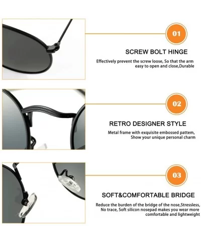 Small Round Polarized Sunglasses for Men Women Vintage Designer Style Circle Lens Sun Glasses - CX1992XGKGL $17.51 Round