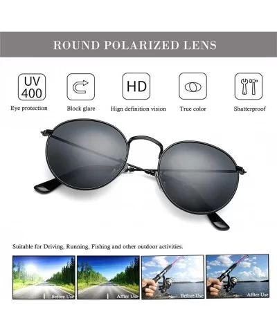 Small Round Polarized Sunglasses for Men Women Vintage Designer Style Circle Lens Sun Glasses - CX1992XGKGL $17.51 Round