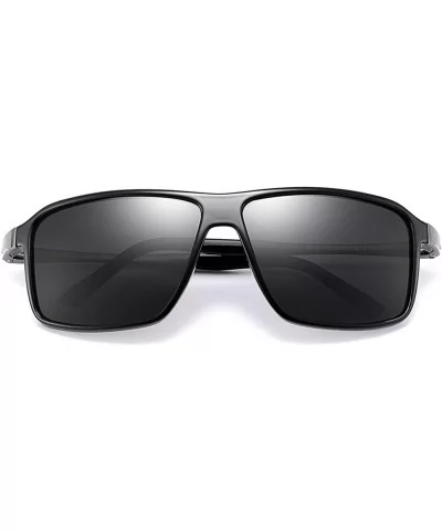 Men's Wide Fit Polarized Sunglass (M733) - Matte Black - CK1948TC239 $36.70 Rectangular