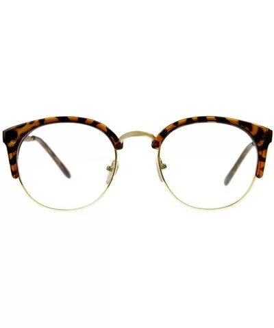 Unisex Cateye Half Frame Semi-Rimless Clear Lens Glasses Nerd Geek Casual Eyewear - Leopard - C5183W9Z20N $15.57 Semi-rimless