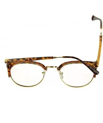 Unisex Cateye Half Frame Semi-Rimless Clear Lens Glasses Nerd Geek Casual Eyewear - Leopard - C5183W9Z20N $15.57 Semi-rimless