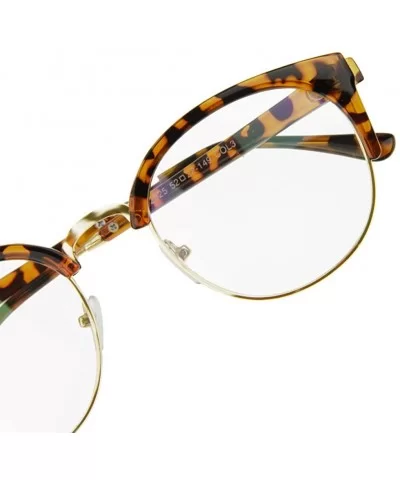 Unisex Cateye Half Frame Semi-Rimless Clear Lens Glasses Nerd Geek Casual Eyewear - Leopard - C5183W9Z20N $15.57 Semi-rimless