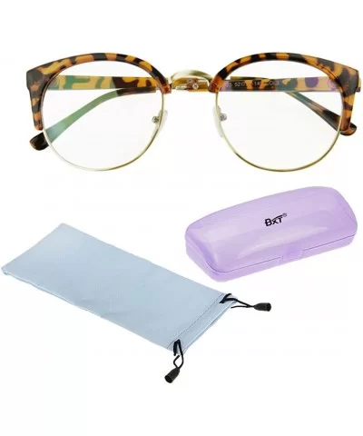 Unisex Cateye Half Frame Semi-Rimless Clear Lens Glasses Nerd Geek Casual Eyewear - Leopard - C5183W9Z20N $15.57 Semi-rimless