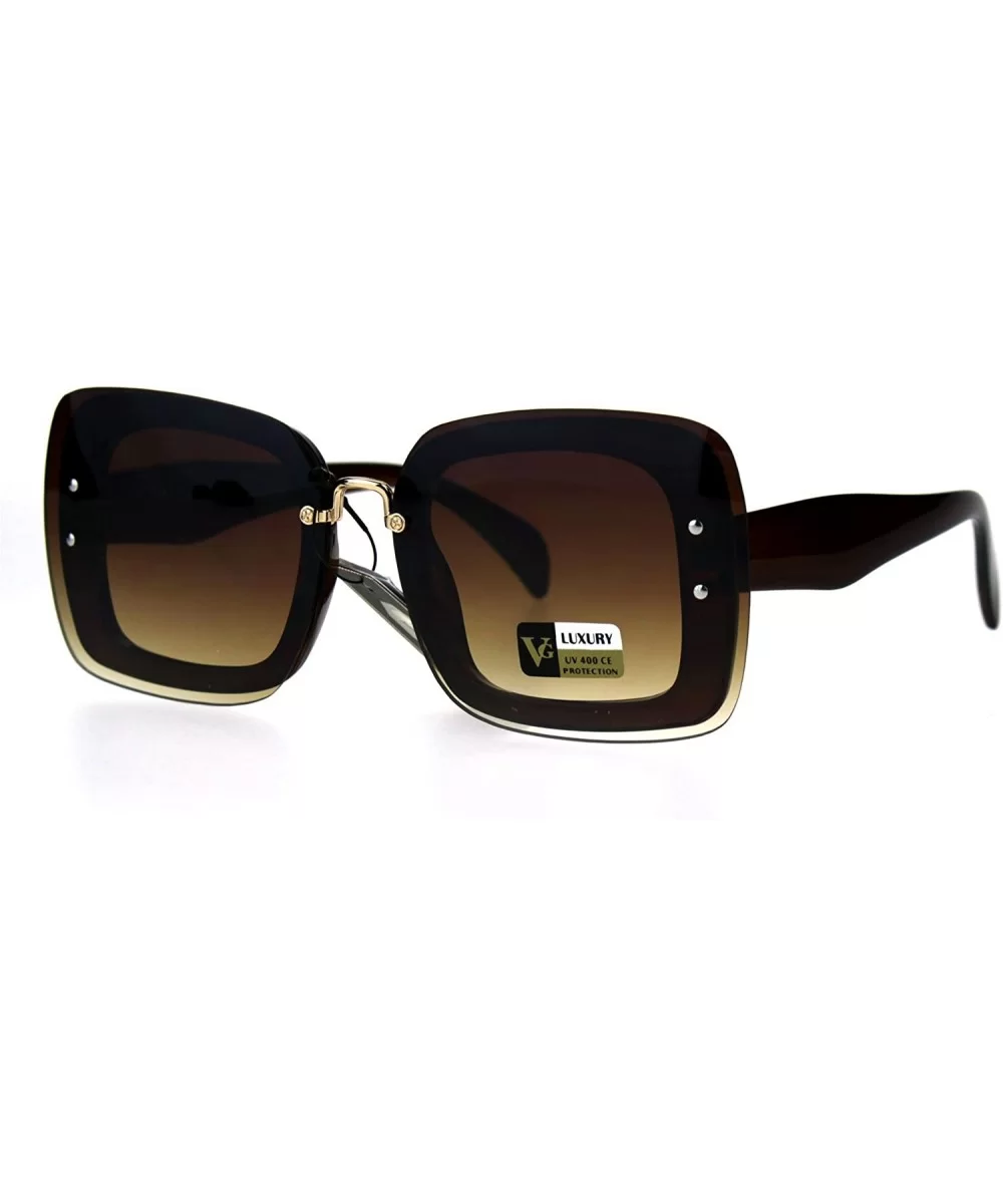 Rimless Rectangular Luxury Designer Fashion Womens Plastic Sunglasses - Brown - CI17AZHO3HH $13.78 Rectangular