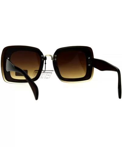 Rimless Rectangular Luxury Designer Fashion Womens Plastic Sunglasses - Brown - CI17AZHO3HH $13.78 Rectangular