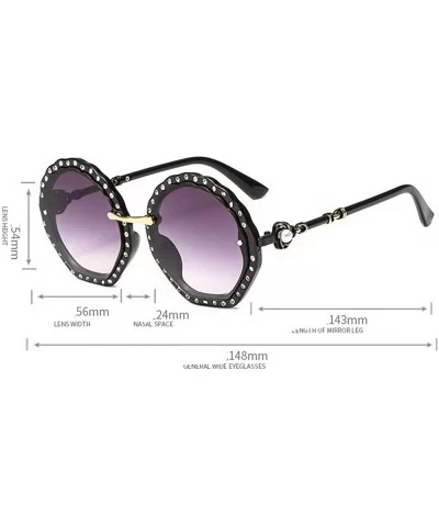 Hot Oversized Rhinestone Round Sunglasses Sexy Women Luxury Crystal Sun Glasses Gradient lens UV400 - Brown - CR18N7NA3D8 $16...