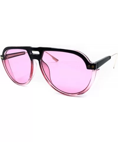 8284 Oversize Aviator XL New Pop Classic Candy Funky Fashion Tint Designer Flat Top Womens Mens Sunglasses - Pink - CD18IZ73Q...