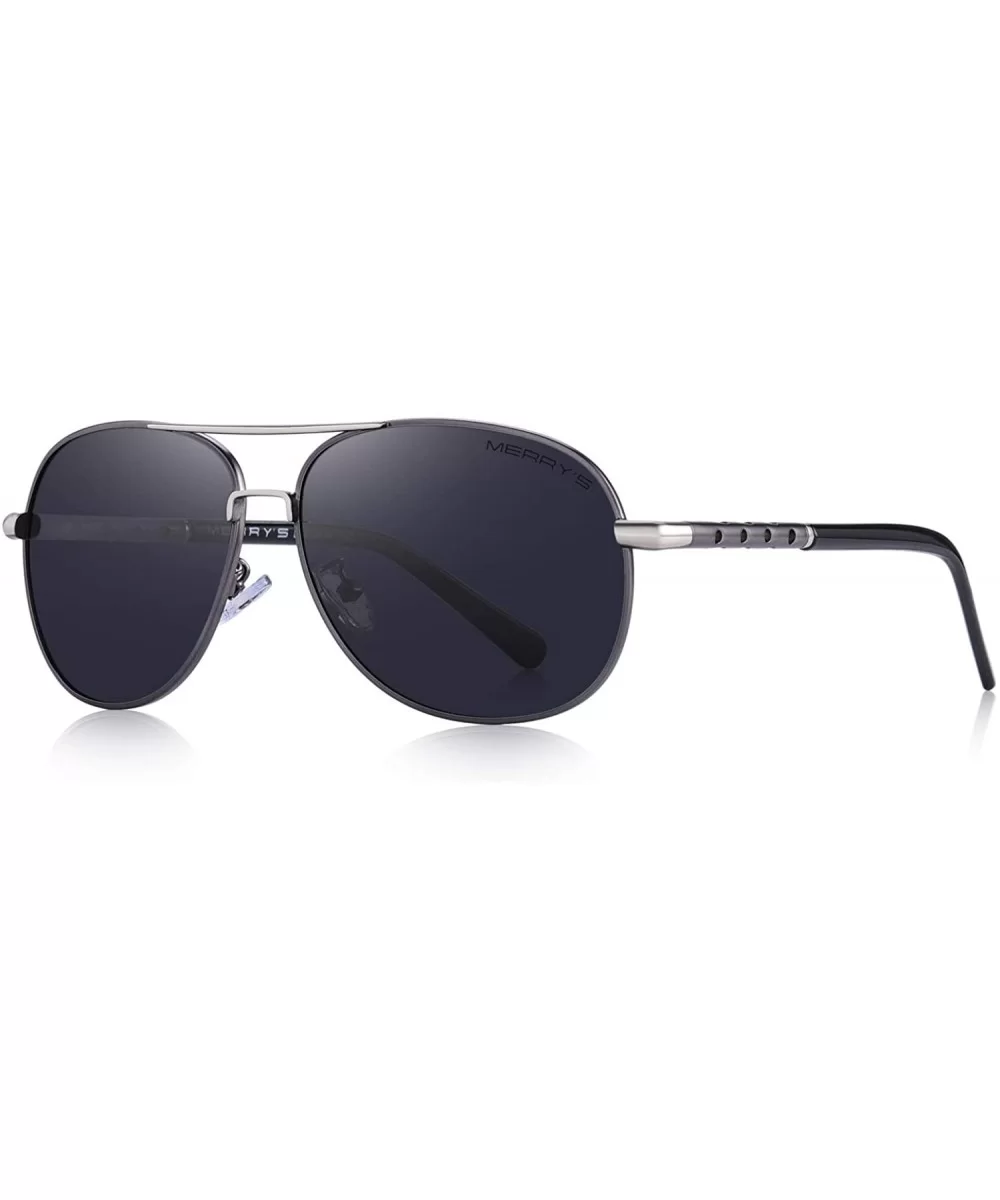 Men Classic Style Pilot Sunglasses Polarized - UV 400 Protection with case 60MM 8285 - Silver&gray - CZ18KEL9MKD $19.87 Wrap