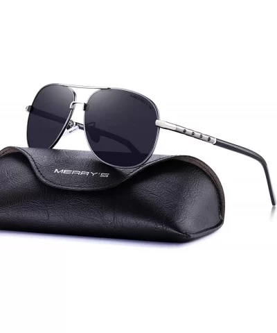 Men Classic Style Pilot Sunglasses Polarized - UV 400 Protection with case 60MM 8285 - Silver&gray - CZ18KEL9MKD $19.87 Wrap