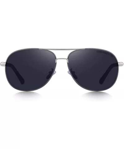 Men Classic Style Pilot Sunglasses Polarized - UV 400 Protection with case 60MM 8285 - Silver&gray - CZ18KEL9MKD $19.87 Wrap