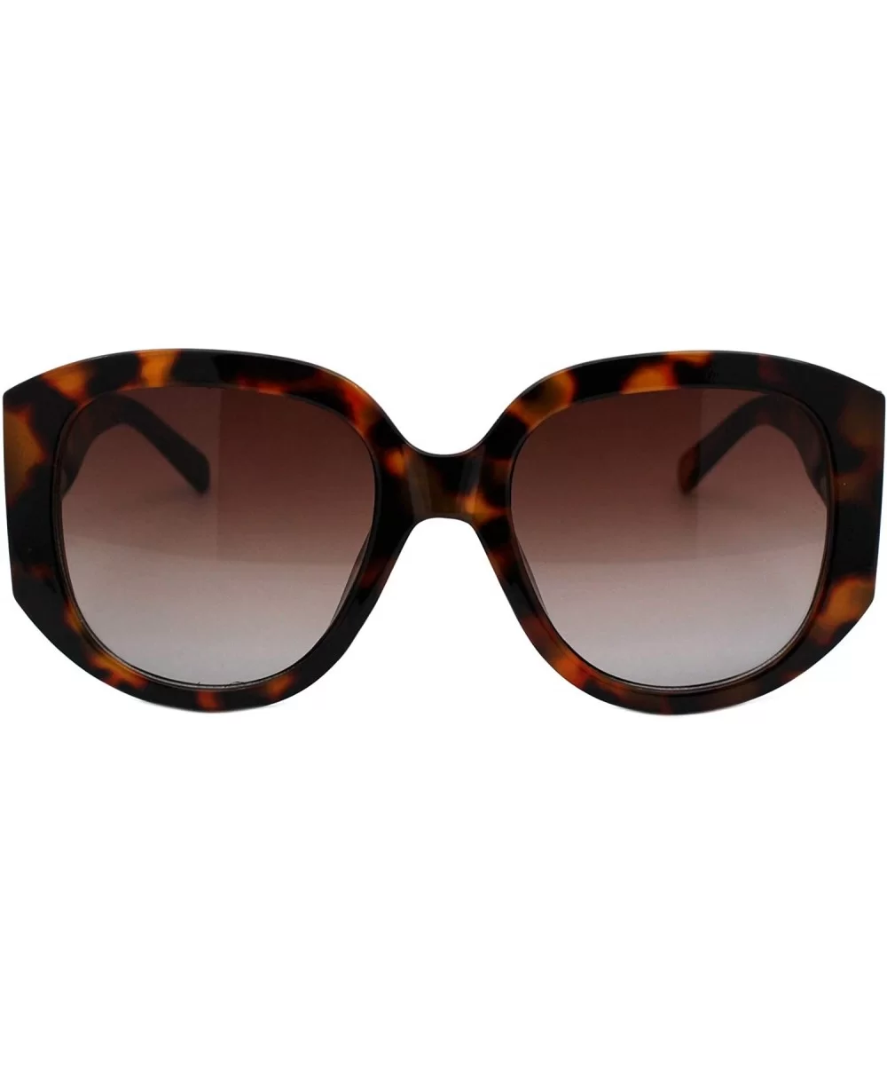 Womens Fashion Sunglasses Oversized Round Square Thick Temple UV 400 - Tortoise (Brown Grey) - CM19399UY5G $14.28 Oversized