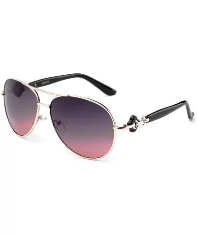 Yakoto" - Modern Celebrity Design Oversized Aviator Style Fashion Sunglasses for Women - Gold/Black - CN17YEW85G5 $11.37 Over...