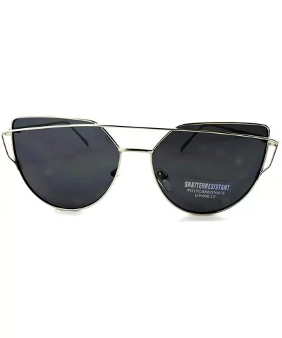 Cats Eye Shape Sunglasses Metal Vintage Mirrored Women UV 400 - Blue Mirrored - Frame on Frame Design - CE18EOMNUDD $17.43 Ca...
