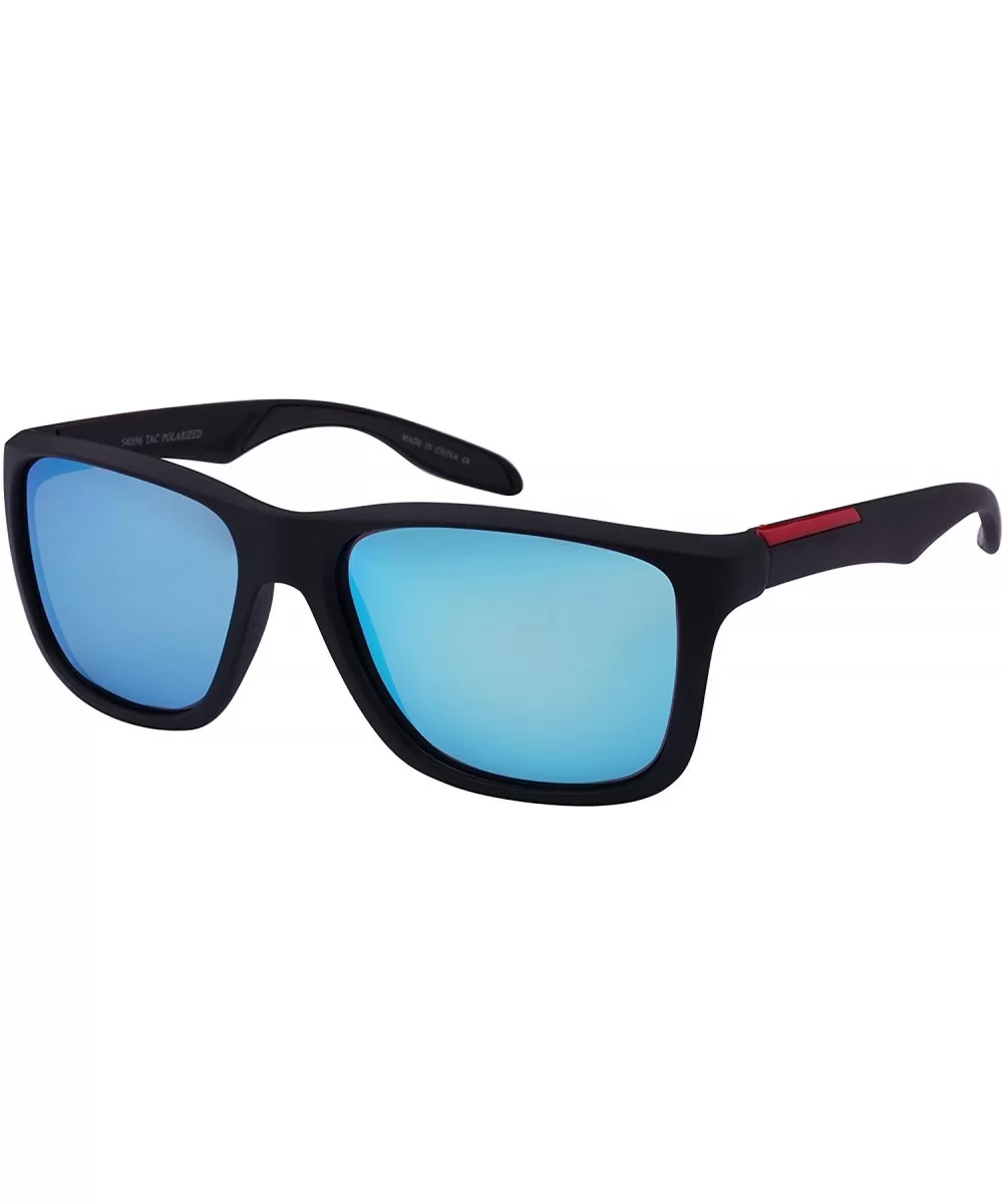 Square Sunglasses with Polarized Color Mirror Lens 540896-PRV - Matte Black - CY12ODWN3OT $16.98 Square