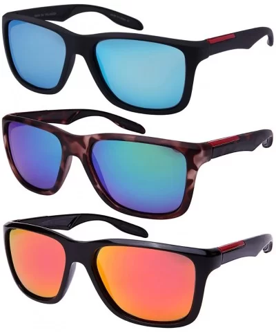 Square Sunglasses with Polarized Color Mirror Lens 540896-PRV - Matte Black - CY12ODWN3OT $16.98 Square